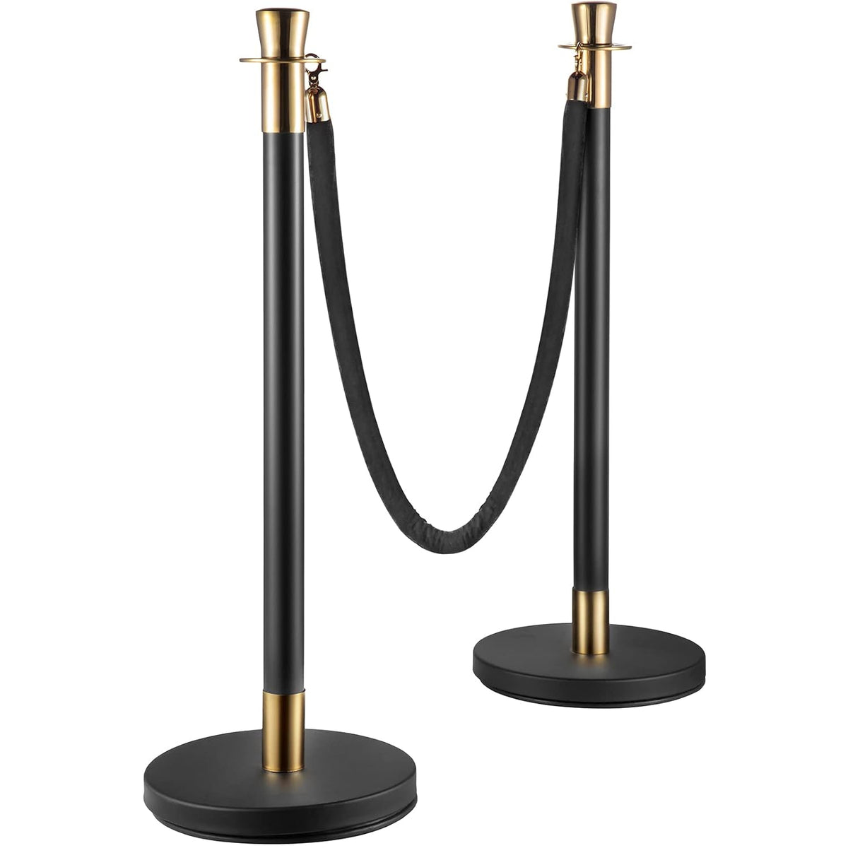 VEVOR 6-Piece End Tyres, 90 cm High, Personal Frame System, End Stand, 1.5 m Cable Length, Steel Definition Posts for Banks, Airports, Stadiums, Amusement Centers, Black