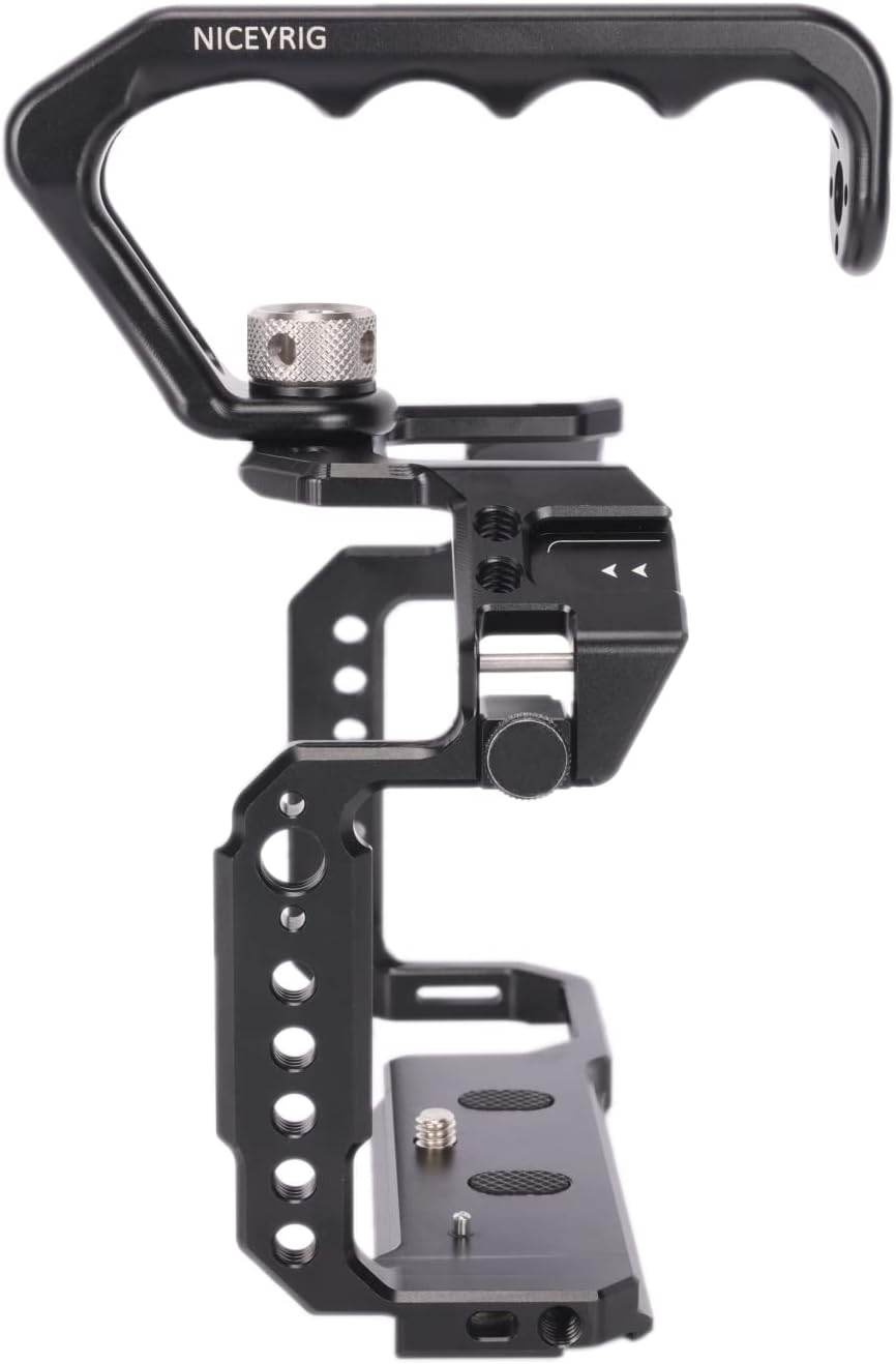 NICEYRIG R5 R5 C R6 kooikit voor Canon spiegelloze camera met bovenhandgreep en verschillende uitbreidingsinterfaces, aluminium kooi voor Canon R5 R6 R5 C spiegelloze camera-538
