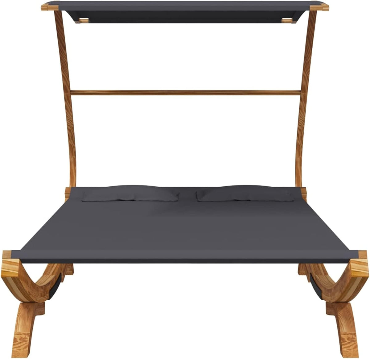 Tidyard Babybed met dak, antraciet, outdoor babybed, tuinligstoelen, ontspanning, zonnebed met dak, zonnebed met dak, 165 x 203 x 138 cm, gebogen hout - QUORE