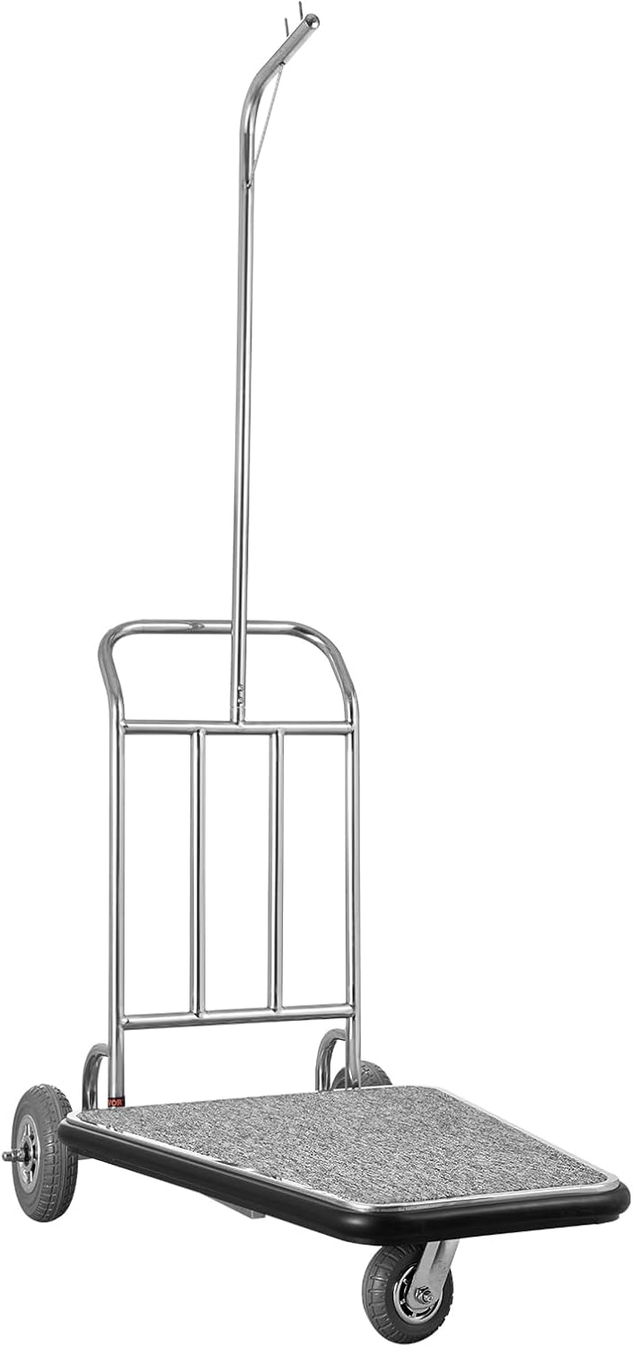 Bagagewagen – Hotelwagen – Bagagekar – Transportwagen – Kofferwagen – Zilver – 272 Kg Draagvermogen – Roestvrijstalen Frame