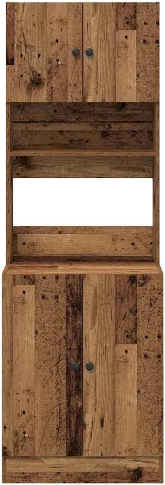 Keukenkast – Wandkast – Opbergkast – Kast – Keukenmeubel – Rustieke Oude Houtlook – Verstelbare Planken – Wandmontage 60x50x180 cm