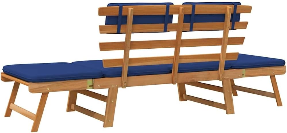 vidaXL Garden bench with cushions 2-in-1 190 cm solid acacia wood