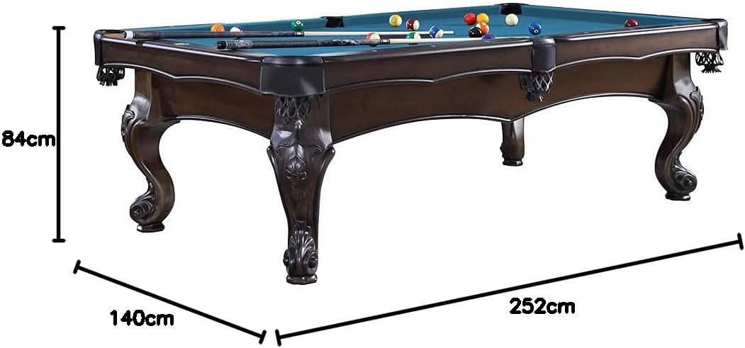 Billiard table pool table model Artemis 8 ft. with high-quality K-55 band rubber and free cloth selection, color cloth: Electric Blue - QUORE