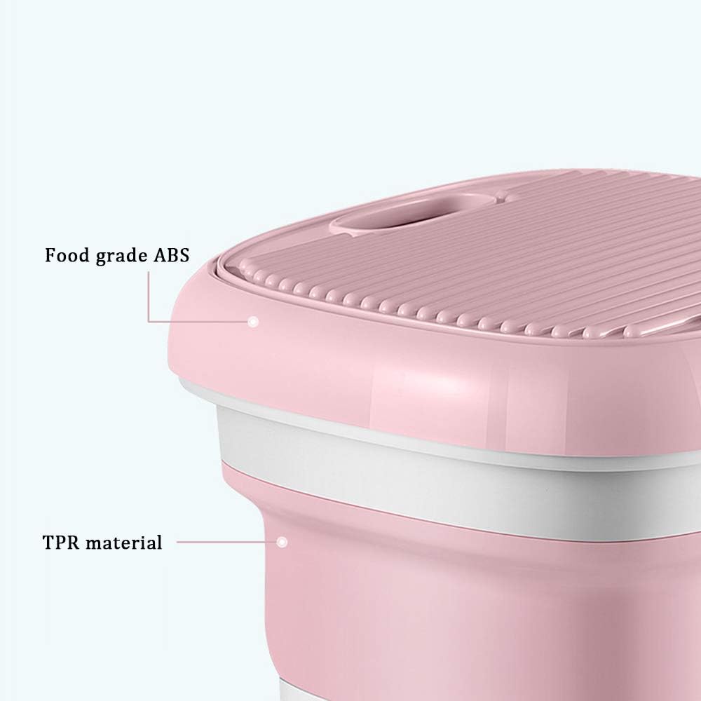 Mini Foldable Washing Machine, Portable Turbo Washing Machine, With Foldable Bath Compact Ultrasonic Turbine Washer for Travel Camping Home Apartment RV,Cyan,sterilizable - QUORE