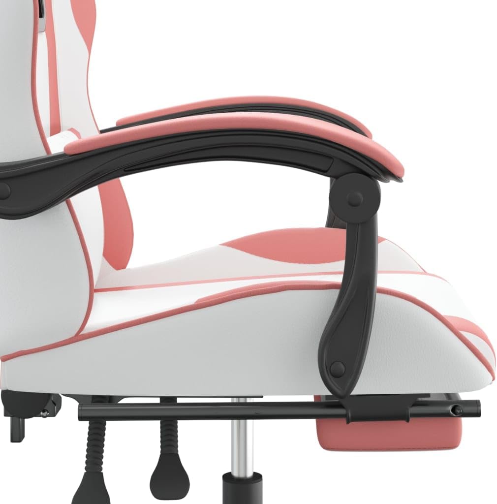 Gamingstoel – Gamestoel – Gaming Chair – Bureaustoel – Game Stoel – Verstelbare Rugleuning – Kunstleer Wit/Roze