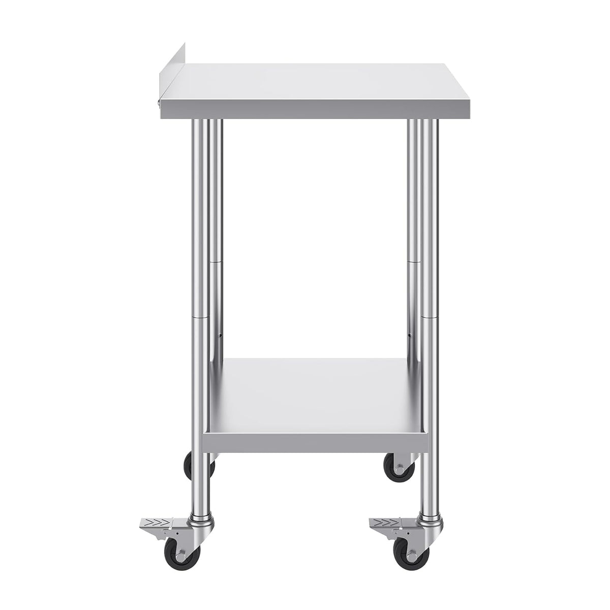Roestvrijstalen werktafel – Prep tafel – RVS tafel – Snijtafel – Voedselwerktafel – SUS201 roestvrij staal – Verstelbare planken in 3 hoogtes en 4 zwenkwielen met 2 remmen
