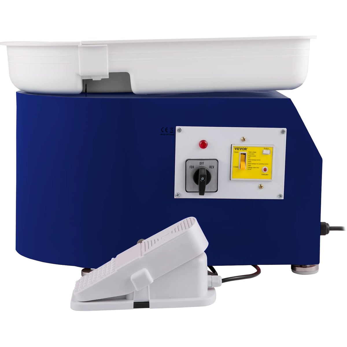 VEVOR Pottenbakkerswiel, 35 cm, 450 W, blauw, elektrisch, met pedaal, mini-aardewerkwiel met afneembare bak, draaiplateau, gereedschap voor keramiek, klei, doe-het-zelf maken