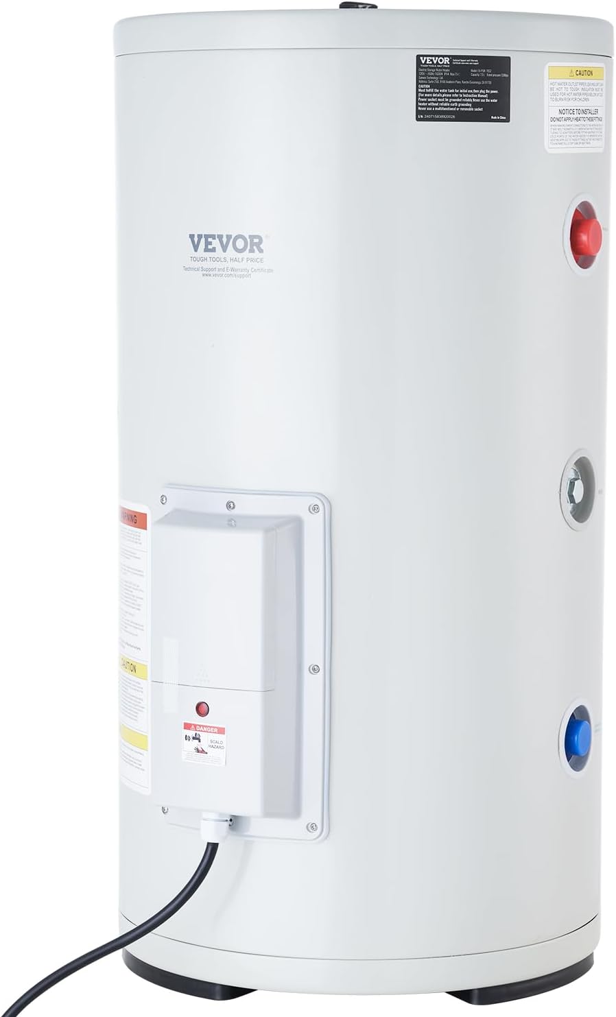 VEVOR Elektrische boiler, 18 gallon tank, doorstroomboiler, 1,6 kW tankloze boiler met led-display, draaiknopbediening, doorstroomboiler voor douche, badkamer