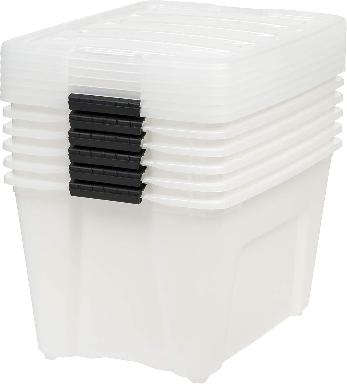 Iris Ohyama Plastic opbergbak, natuurlijk/zwart, 54 QT-6 Pack