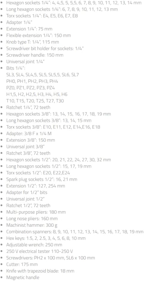 Högert Techniek - gereedschapsset I dopsleutels, bits en accessoires I chroom-vanadium-legeringsstaal I verzonken gesmeed I ratelmechanisme met 72 vergrendelingsklinken I HT1R439-131-delig