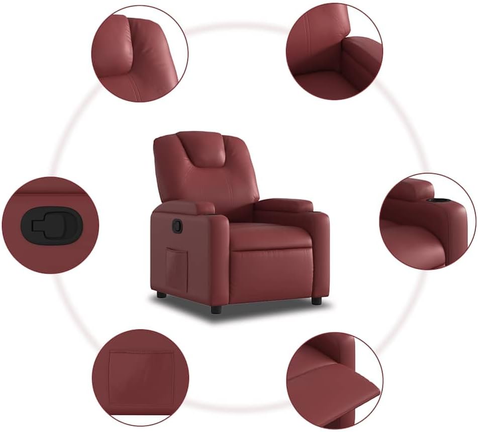 vidaXL Armchair adjustable artificial leather wine red