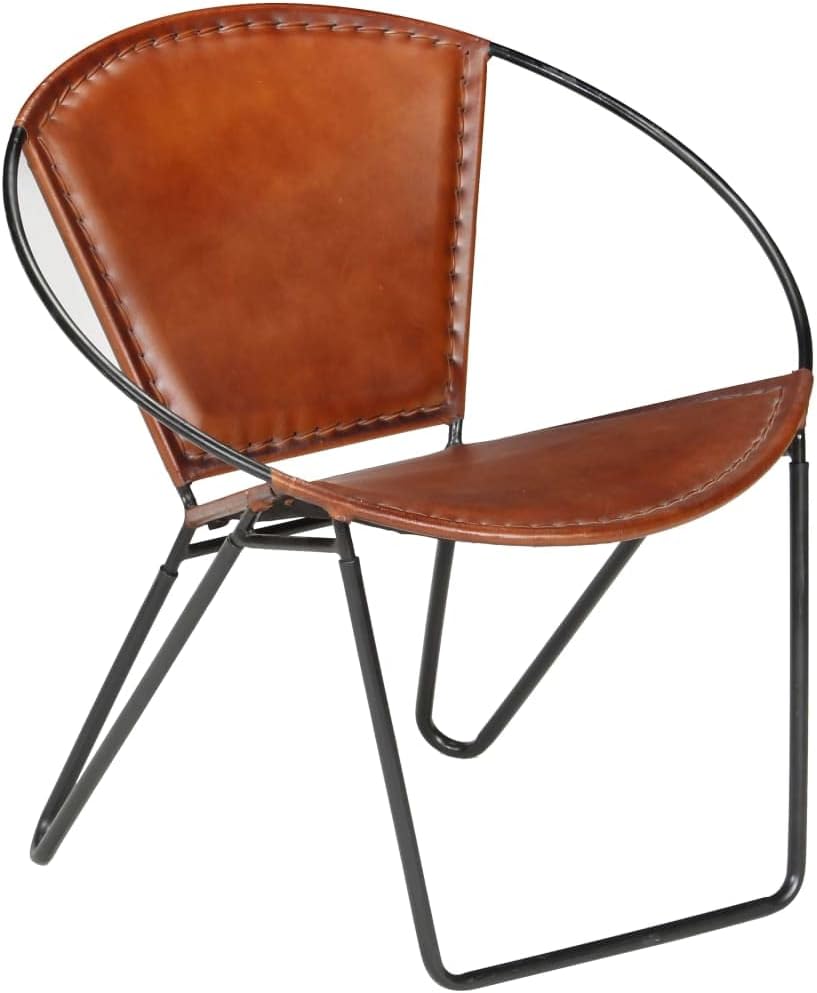 Fauteuil bruin echt leer, loungestoel, televisiestoel, relaxstoel, bureaustoel, stoel voor slaapkamer, woonkamer, werkkamer, kantoor