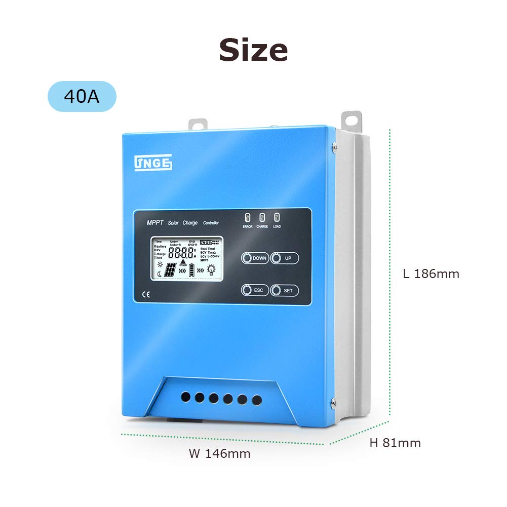 SolaMr MPPT 40A Solar Charge Controller 12V/24V/48V Intelligente Identificatie Buck Solar Charge Controller Zonnepaneel Batterij Regelaar met LCD Display Temp Sensor RS485 Interface - 40A