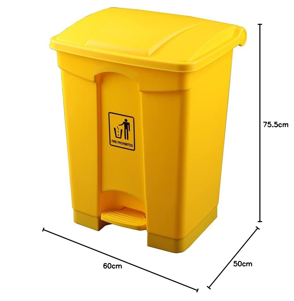 OFITURIA® Afvalemmer met pedaalbak voor afvalcontainer van polyethyleen, veelzijdig bruikbaar, inhoud: 68 l, geel