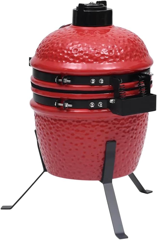 vidaXL Kamado barbecue 2-in-1 56 cm keramiek rood