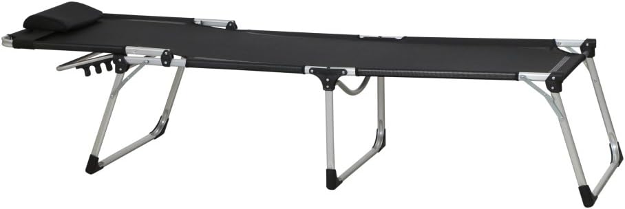Siena Garden Ligzool, 214x70x45cm, frame: aluminium, zilver, oppervlak: textielbekleding in zwart, zwart