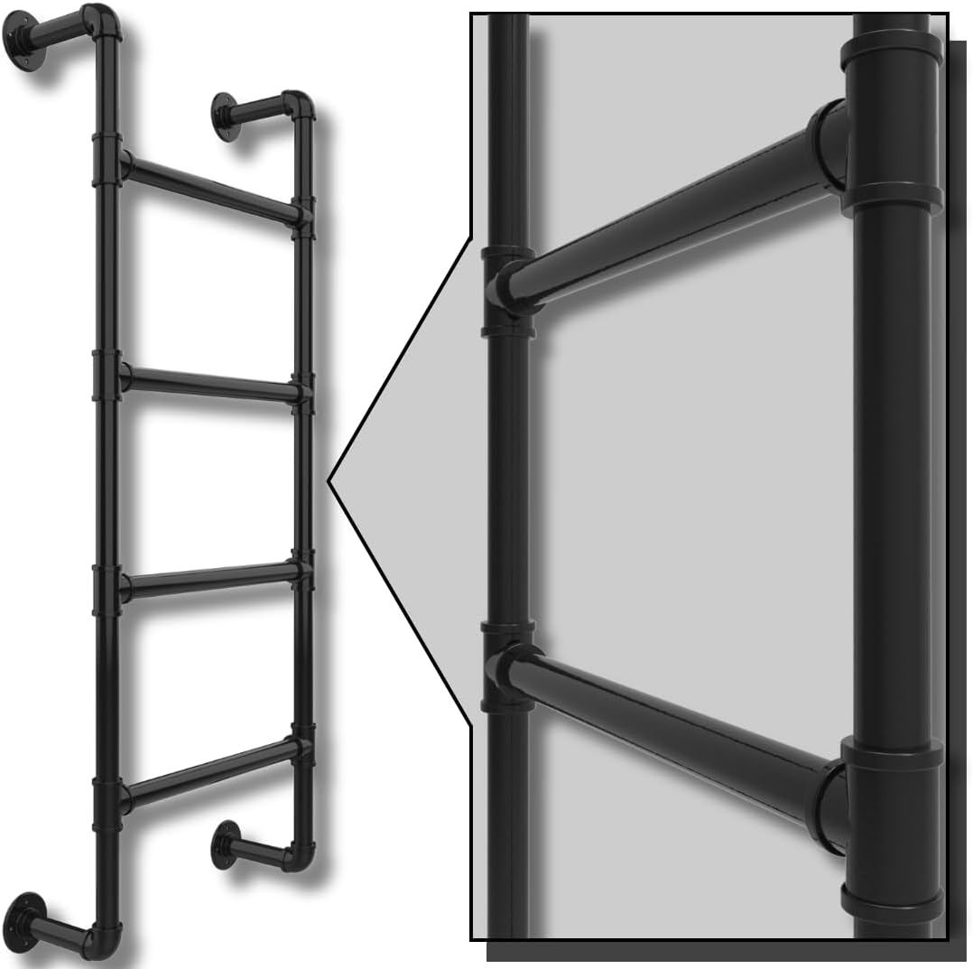 4-Stap Wandhangend Ladder – Metaal Klimmen Toegang voor RV, Zolder en een Stapelbed – Vaste Verslaafd Design - 4 Sport Muur-Vaste Ladder – Kelder Egress-Venster En Exit - Emergency Escape voor Woninge