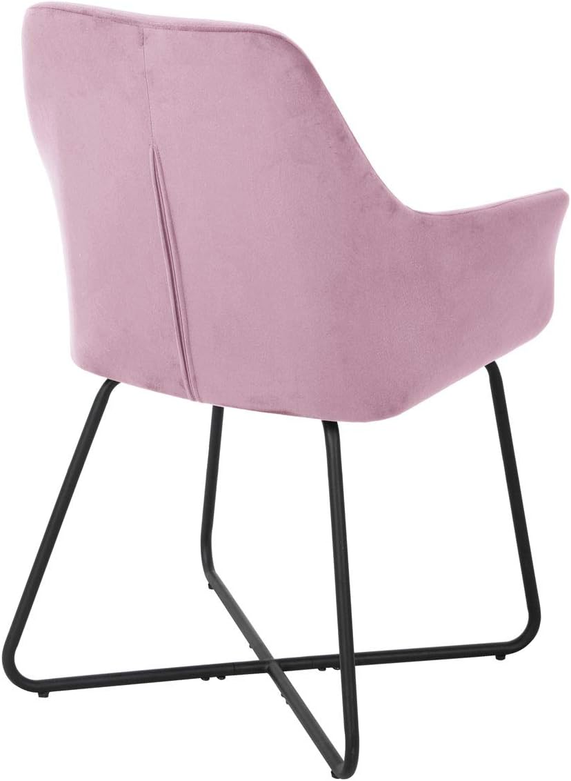 SVITA Josie Dining Set van 2 eetkamerstoelen, fauteuil, gestoffeerde stoel, fluweel (roze)