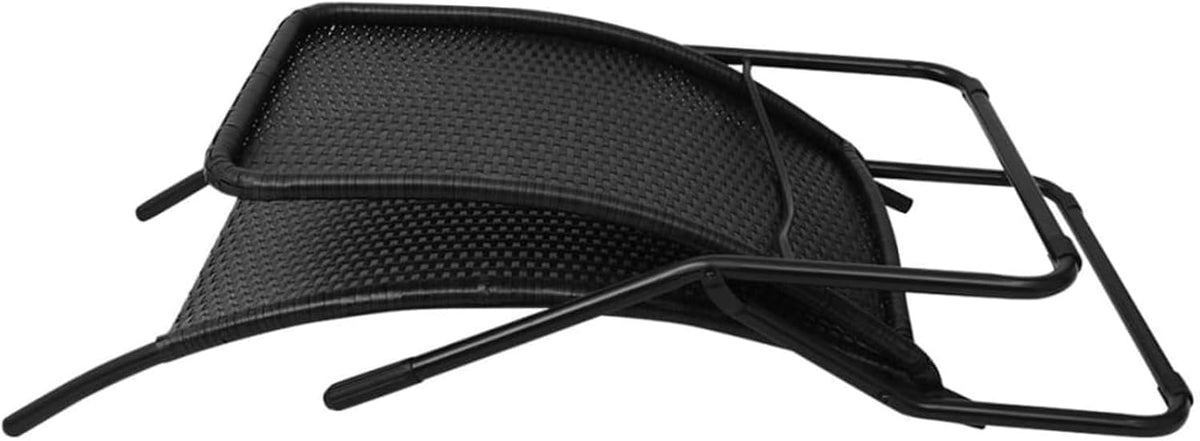 Foldable Sun Lounger Poly Rattan Black Sun Lounger Chaise Lounge Chair Outdoor Sun Loungers Beach Patio Pool Camping Furniture - QUORE