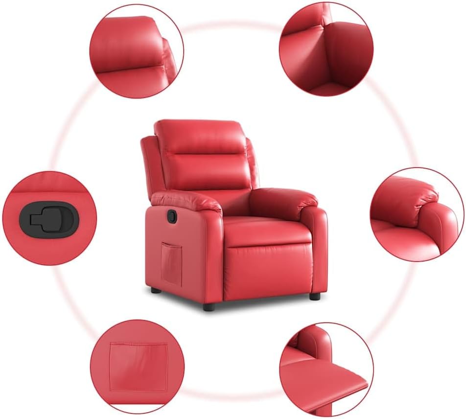 Relaxfauteuil – Relaxstoel – Ligstoel – Fauteuil – Tv-stoel – Verstelbaar Tot 135° – Hoogwaardig Kunstleer Rood