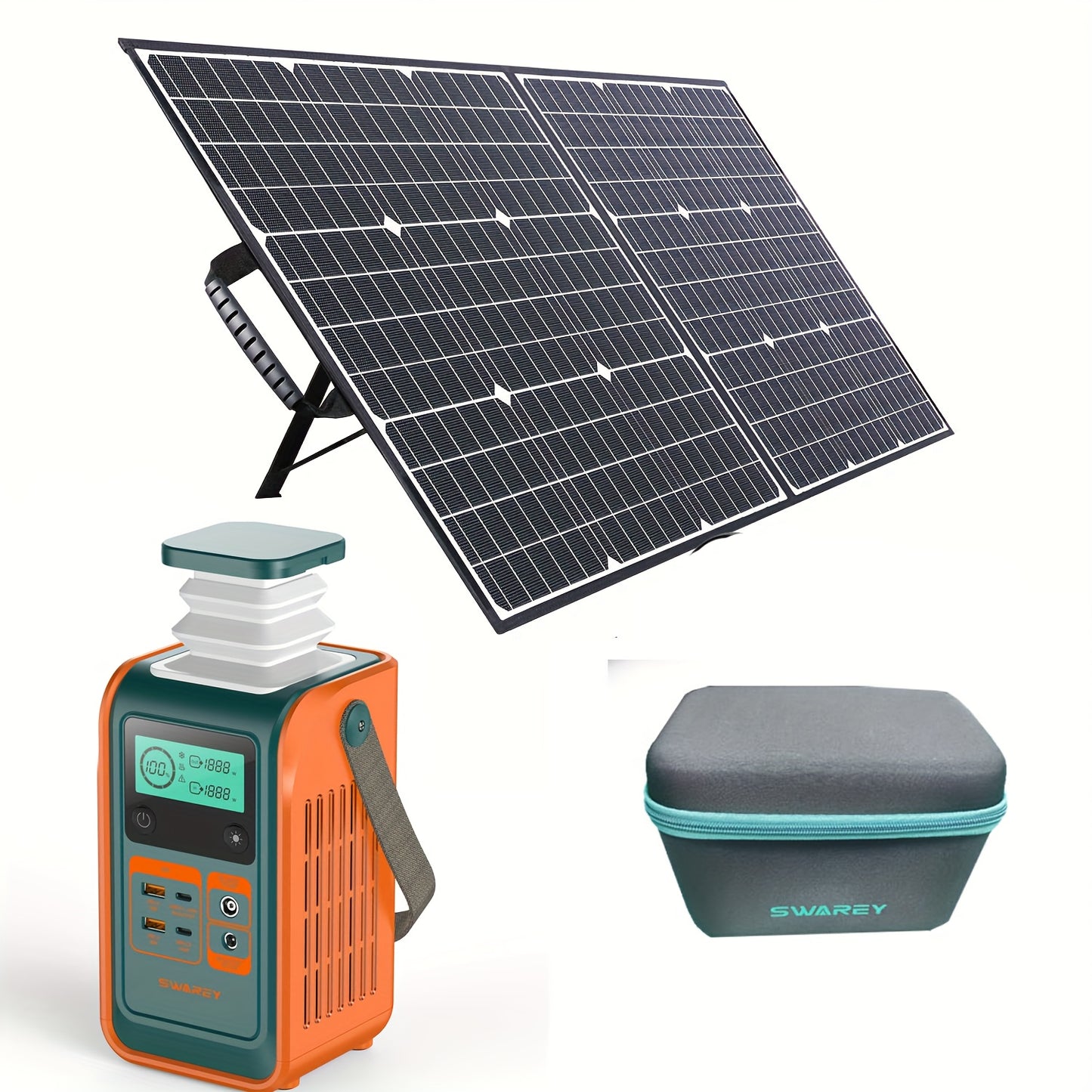 Zonnegenerator – Draagbaar Powerstation – Noodstroomvoorziening – Camping Accu – Mobiele Stroomvoorziening – 192Wh LiFePO4 Batterij – 140W Snelladen Met 100W Zonnepaneel