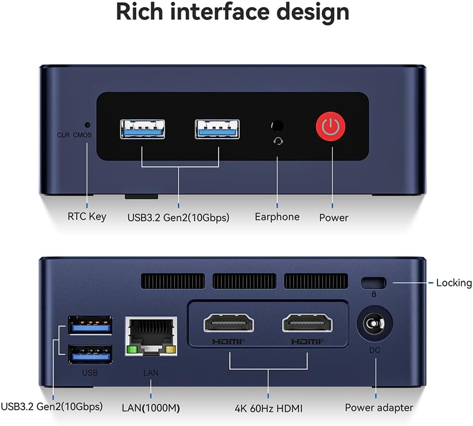 Mini PC – Mini Desktop Computer – Compacte PC – Kleine Computer – Mini Computer – Intel Alder Lake-N95 Processor – 4K Dual HDMI Display
