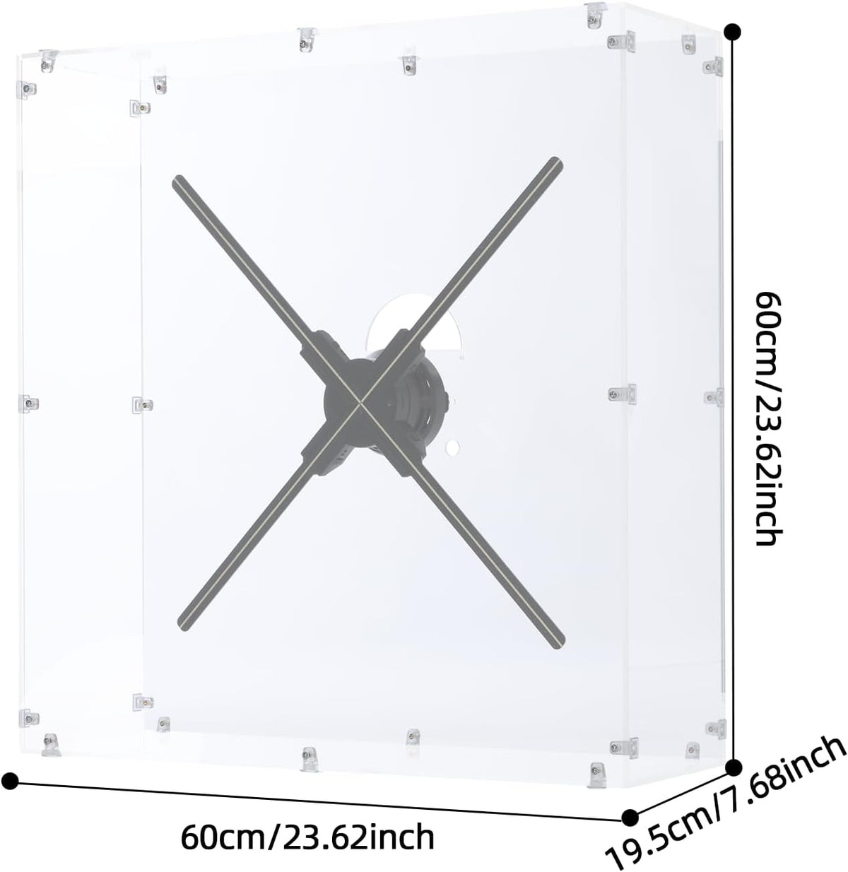 Beschermhoes 3D Holografische Ventilator Tot 22 Inch – Beschermkap – Beschermbehuizing – Acryl Behuizing – Transparante Afdekking – Transparant Acryl – Voorgeboorde Gaten Inclusief Schroeven