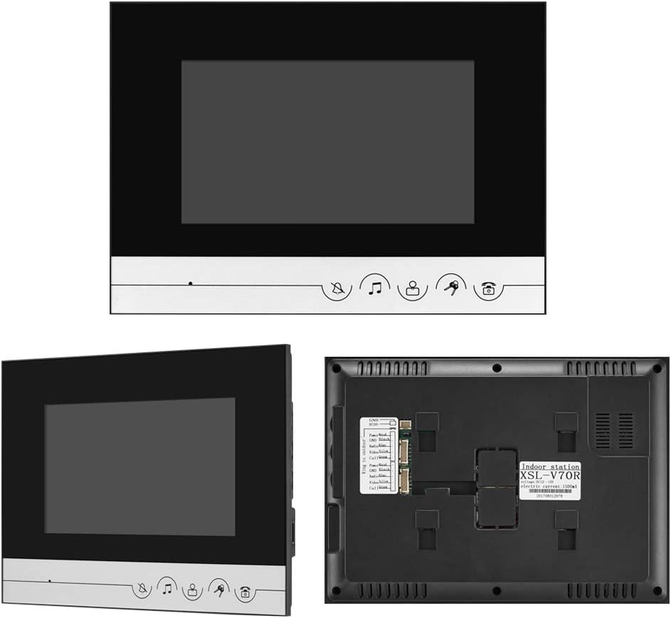 Video-intercomsysteem, 2 monitoren, videotelefoon, 7 inch, helder display voor thuis, videodeur, camera, nachtzicht, max. 100 meter
