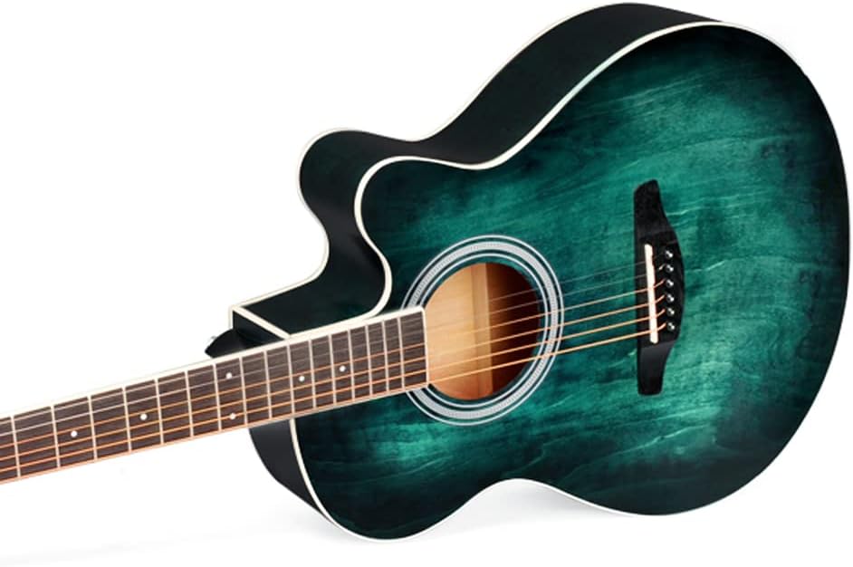 Winzz 40 Inches Akoestische Staalsnarige Gitaar Beginner, Elegant Uniek Kleurenontwerp (Blauw-groen)