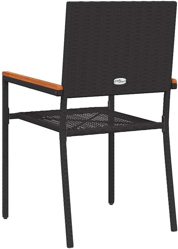 Tuinstoelen – Buitenstoel – Tuinmeubel – Terrasstoel – Stapelbare Tuinstoelen – Weerbestendig PE-Rattan – Massief Acaciahouten Armleuningen