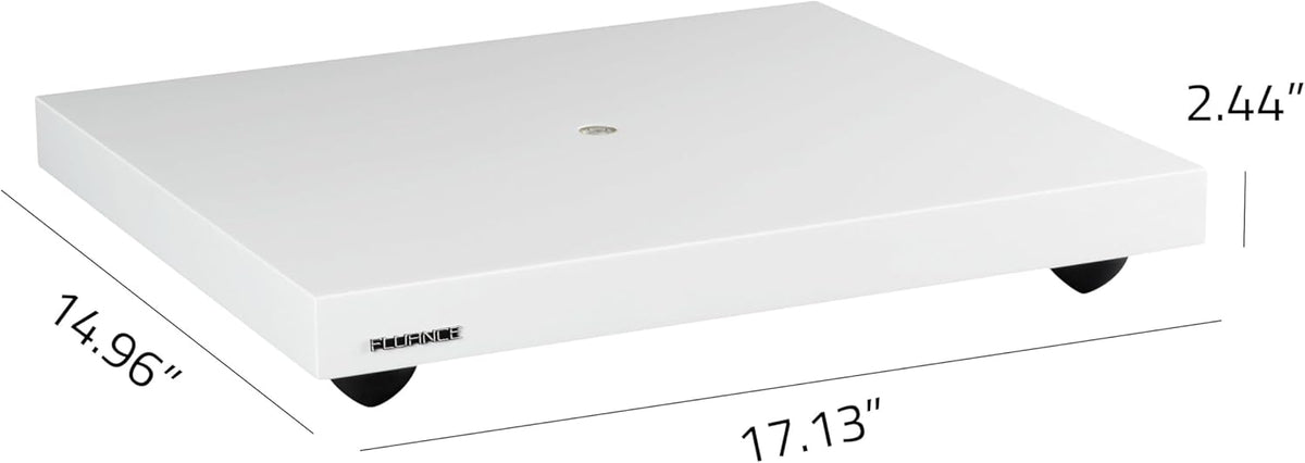 Fluance IB40 Isolatiebasis voor draaitafel, houten platform met in hoogte verstelbare poten en waterpas, verbeterde geluidshelderheid, universele compatibiliteit, pianowit
