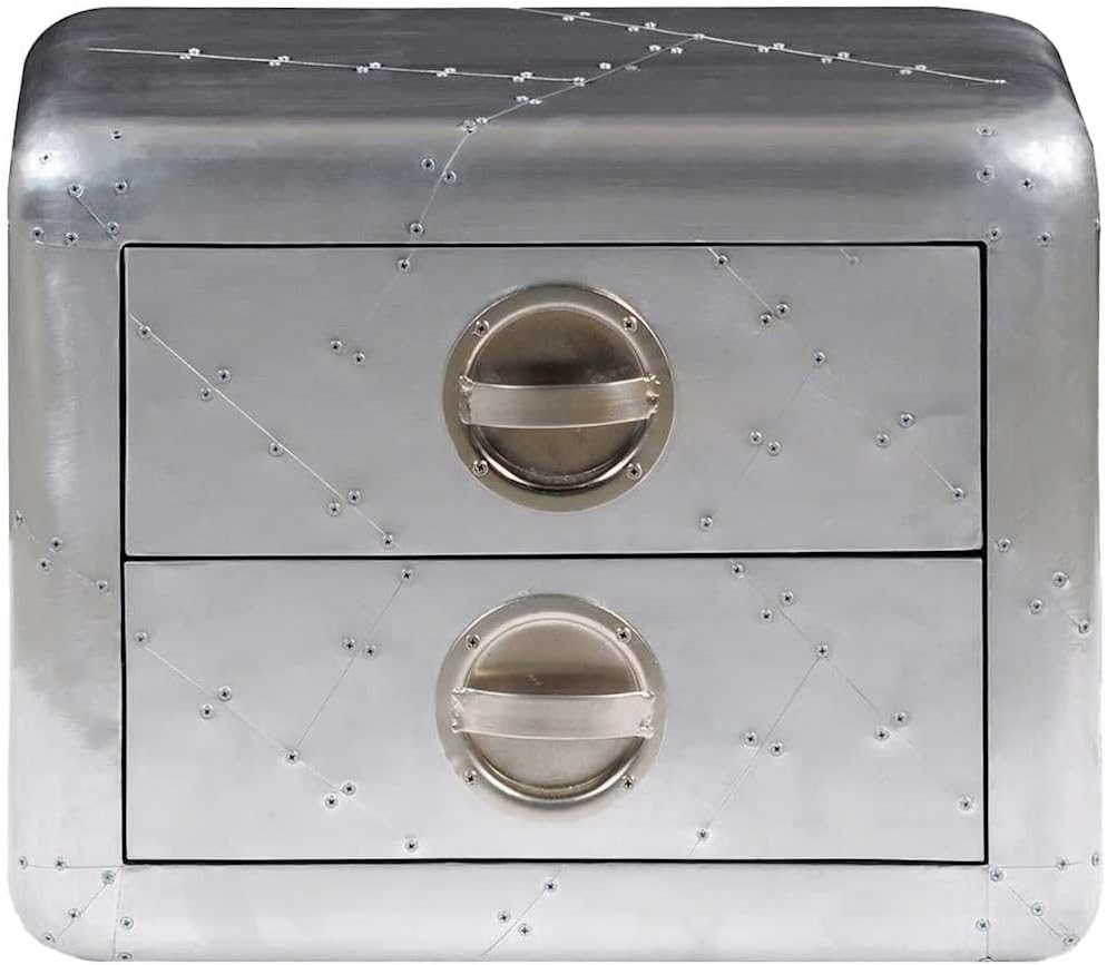 Side table aviators 2 drawers aluminum vintage aviation look kite side