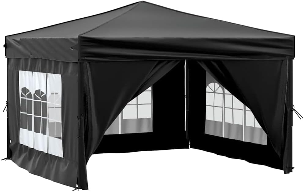 vidaXL Partytent inklapbaar met zijwanden 3x3 m zwart