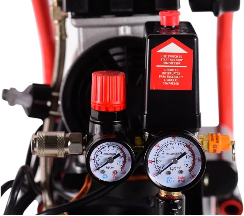 Luchtcompressor – Compressor – Aircompressor – Drukcompressor – Persluchtcompressor – 12 Liter Tank – Stille Olievrije Motor 1 pk