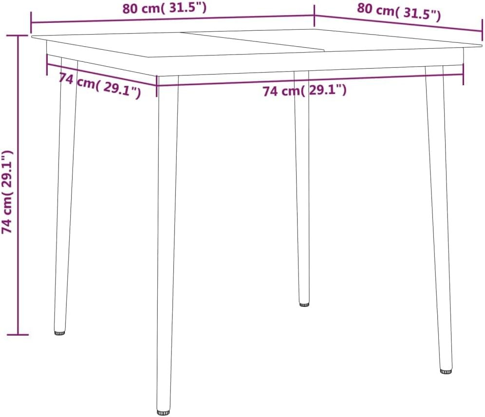 5-delige tuin-eetgroep, zwart, loungeset terrasmeubels voor tuin, terras, balkon, maat 80 cm, tafellengte 99620 - QUORE