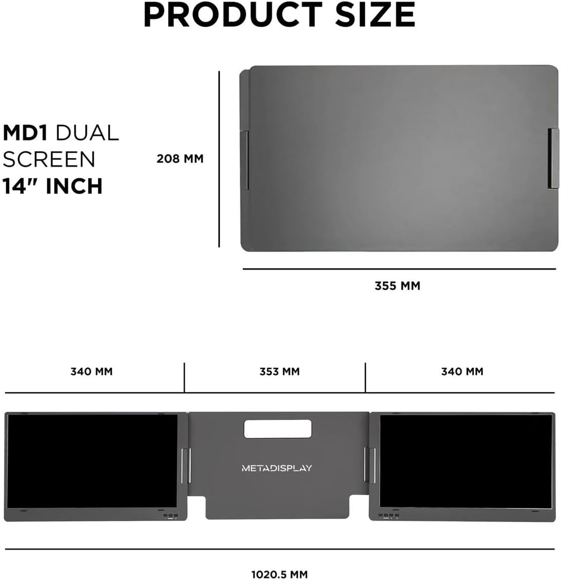 Revolutioneer uw werk met twee laptopscherm - Plug and Play 14 inch FHD 1080P IPS (macOS/Windows/Linux) - Drievoudig laptopscherm voor maximale productiviteit