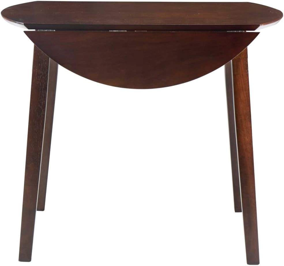 Inklapbare Ronde Eettafel – Opklapbare Tafel – Uitklapbare Keukentafel – Compacte Eettafel – MDF Tafel – Bruin – Ø 90 cm – Rubberwood Poten