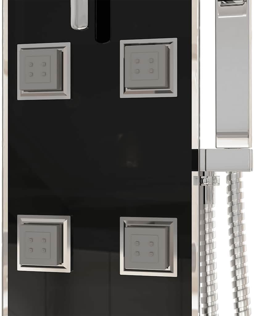 Douchepaneel – Douchezuil – Douchesysteem – Douchekolom – Regendouche – Roestvrij Staal & Gehard Glas – Zwart 18x45,5x130 cm