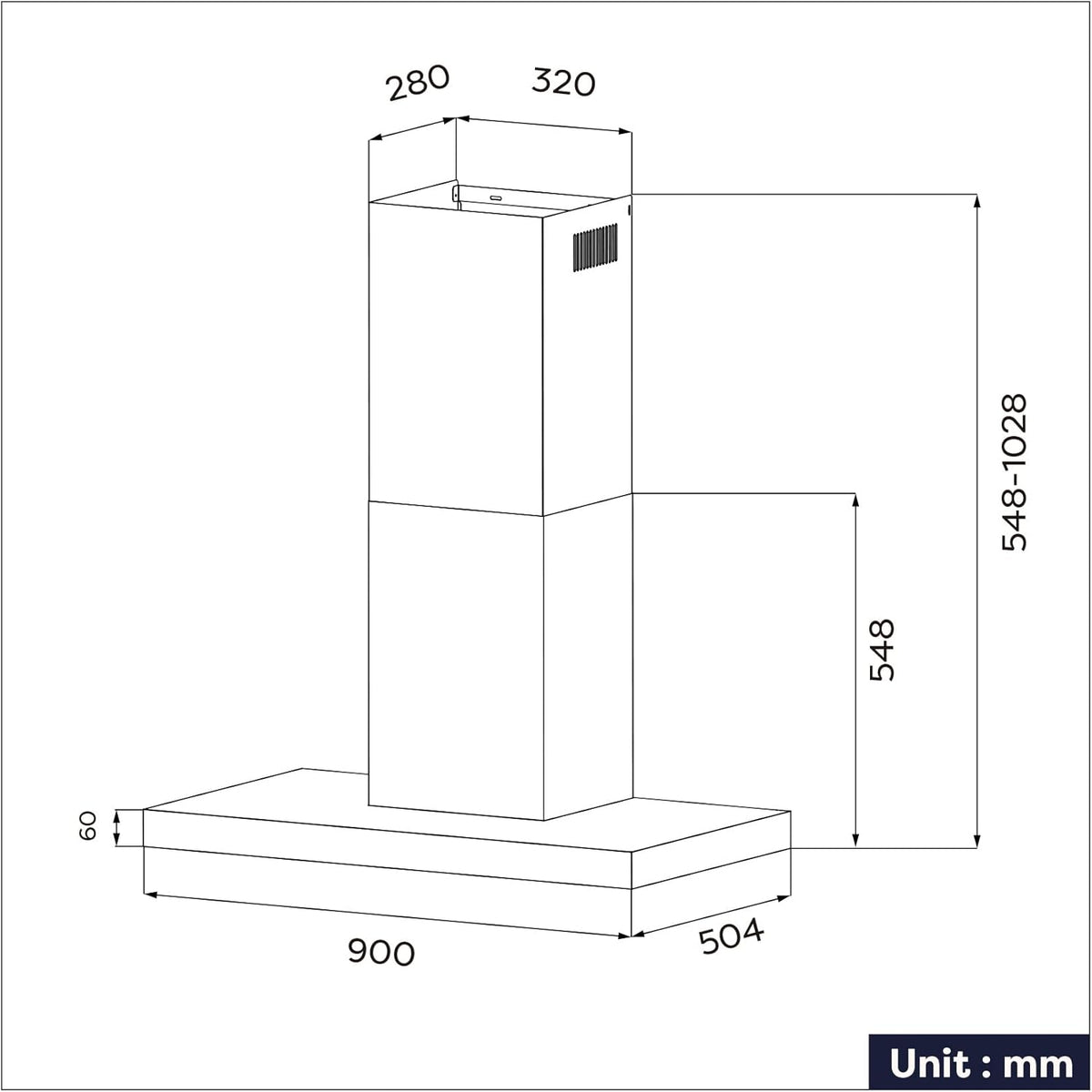 CIARRA CBCB9102 A+++ Afzuigkap 90cm 650 m³/h - Touch Control en Wifi - 4 Snelheden met Booster,afvoerstand en recirculatie afzuigkap met koolstoffilter CBCF003 - Roestvrij Staal