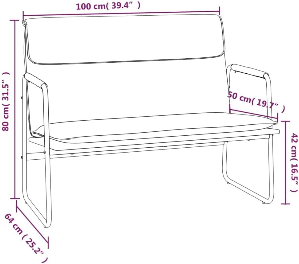 vidaXL Bankje 100x64x80 cm kunstleer zwart, bank, zitbank, halbankje, zitbankje, halbank, eetbank, eetbankje, loungebank, loungebankje, tweezitsbankje
