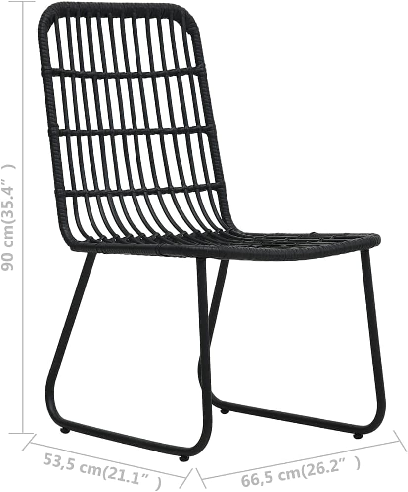 3-Piece Bistro Set Poly Rattan Black Garden Furniture Bistro Set, Sitting Set with Chairs and Table, Balcony Furniture Set Outdoor Furniture Set for Patio, Garden, Balcony-C - QUORE