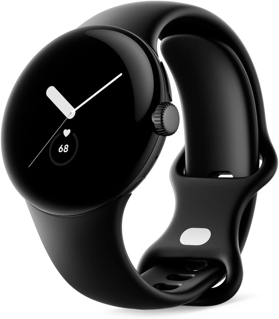 Google Pixel Watch - Android smartwatch met activiteitstracker en analyse - behuizing van roestvrij staal mat zwart met sportarmband kleur vulkanisch zwart, wifi/BT