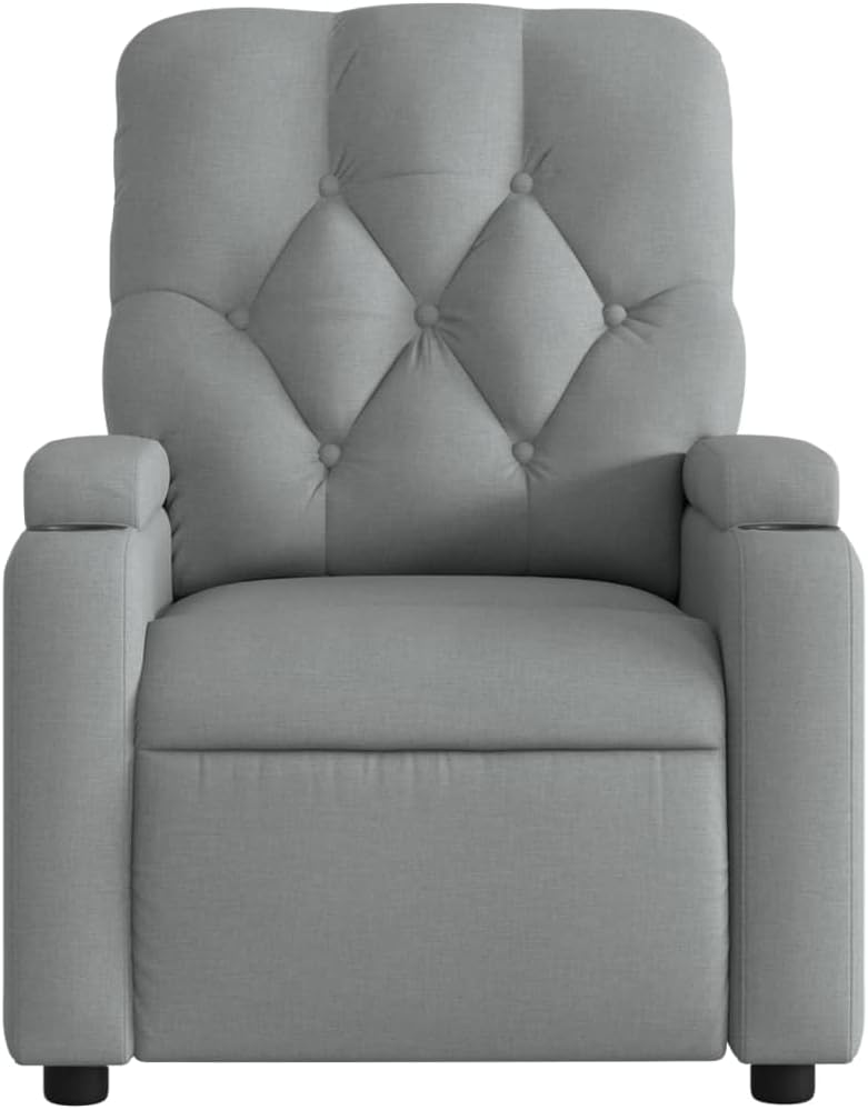 Gecheer Electric Recliner Chair Tilting Fabric Light Grey 74 x 86.5 x 93.5 cm TV Chair Recliner Chair Armchair Fabric Chair with Footrest Senior Chair