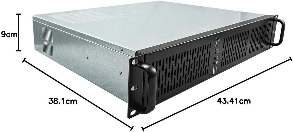 Rackbehuizing 19 Inch 2U – Rackkast, Serverbehuizing, Rackcase, 2U Behuizing – Zilver/Zwart – Micro-ATX Compatibel, SGCC Staal