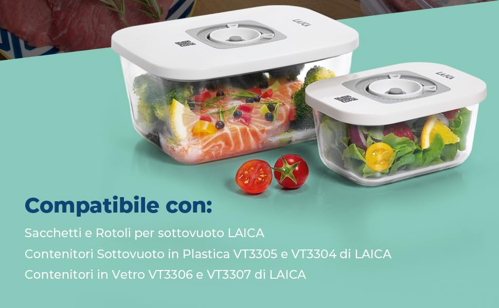 LAICA VT3220 Professionele vacuümmachine, geschikt voor alle soorten levensmiddelen, snelle marineerfunctie, houdt levensmiddelen tot 5 keer langer vers, inclusief 2 vacuümrollen