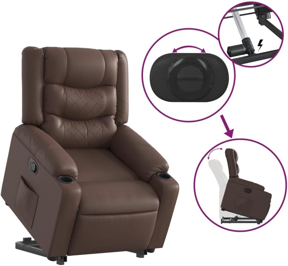 vidaXL Stand up armchair adjustable leatherette brown