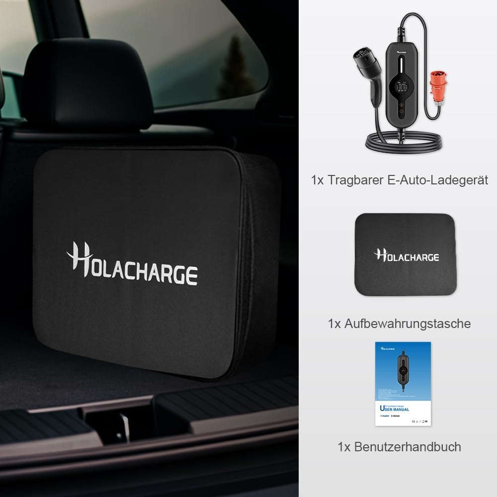 11 kW type 2 draagbare oplaadkabel elektrische auto 5 m zwart EV oplader met bestuurbaar digitaal display en CEE 3-fasig industriële stekker voor IEC 62196-2 en PHEV/EV