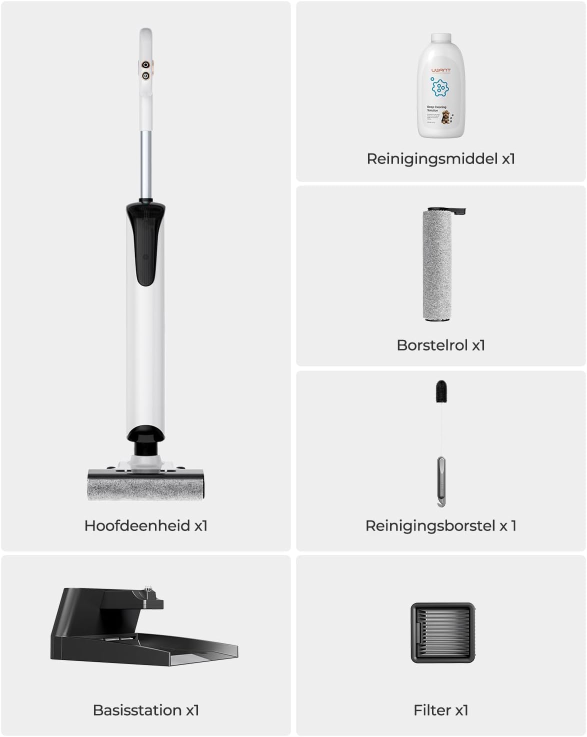 Nat-droogzuiger – Stofzuiger – Schoonmaakapparaat – Vloerreiniger – Multifunctionele Zuiger – Intelligente Vlekherkenning – 17.000 Pa Zuigkracht & 180° Ligdesign