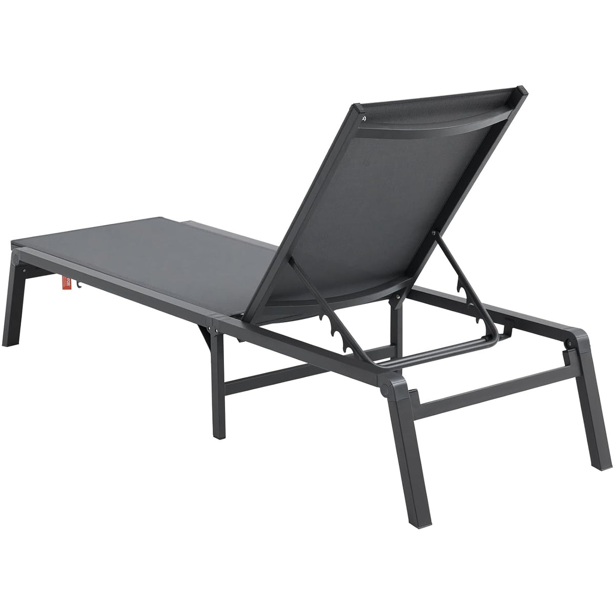 VEVOR Tuinligbed voor buiten, 2 stuks, inklapbaar, van aluminium, voor terras, met 5 verstelbare posities, volledig plat, voor strand, zwembad, outdoor, donkergrijs