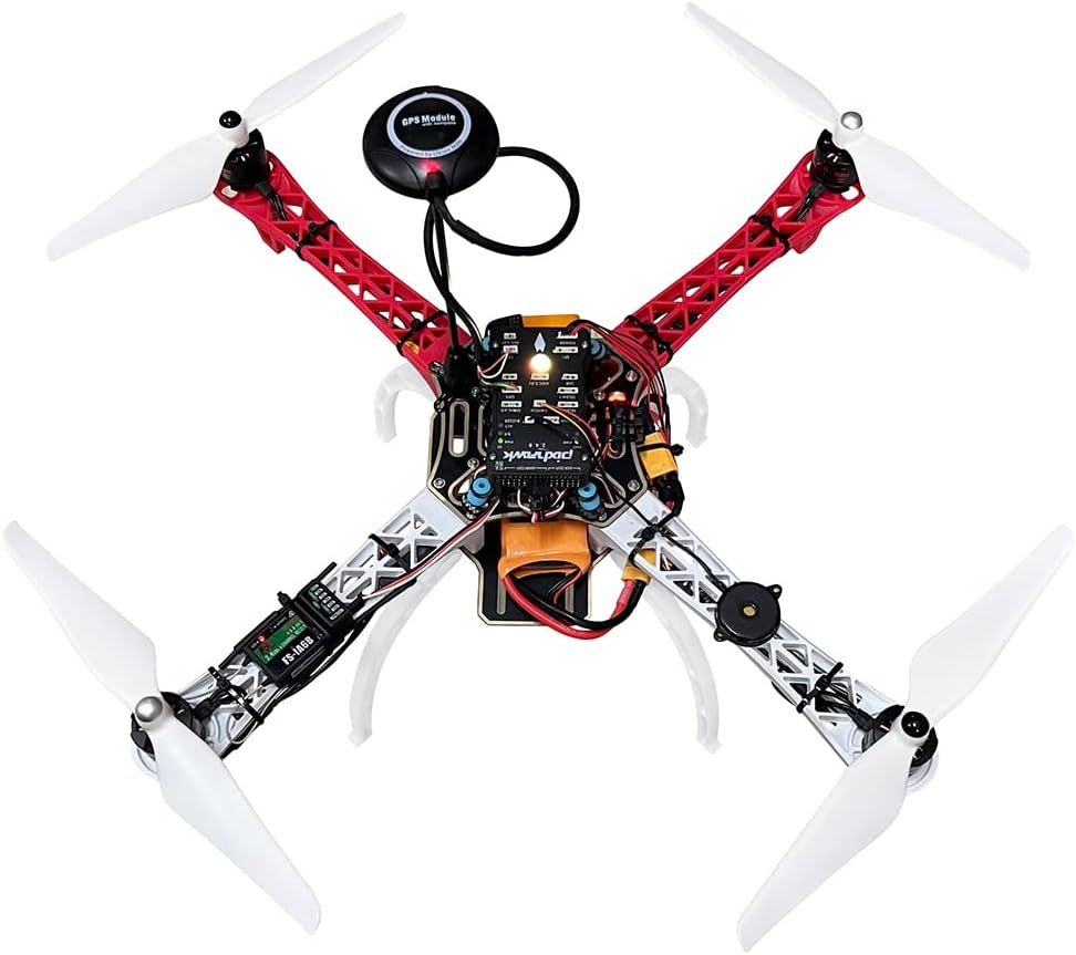 HAWKโS WORK F450 Drone bouwpakket, Frame + Pixhawk + GPS + Vermogensmodule + ESC + Brushless Motor + Prop + Batterij + Toebehoren + Gildeboek & Video (Set B)